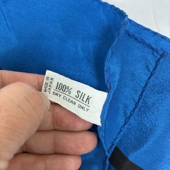 Christian Dior Vintage Silk Scarf 35"x35" Blue Black Mediterranean Print - Picture 5 of 6